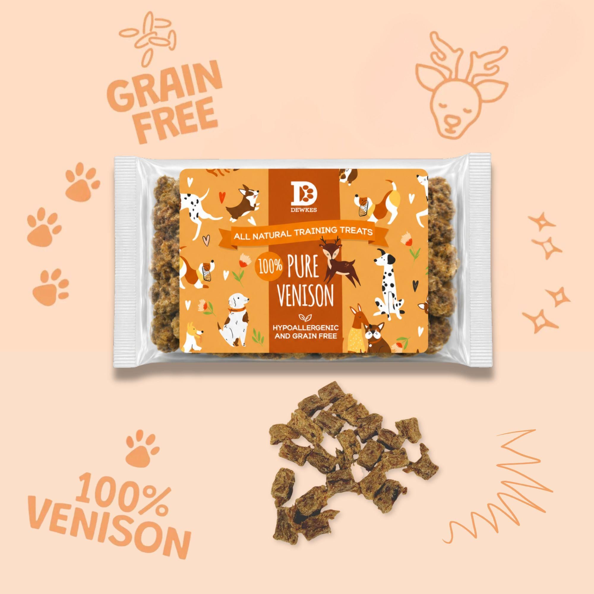 Venison Pure Meat Dog Treats (200g Bag) with Optional Treat Tin