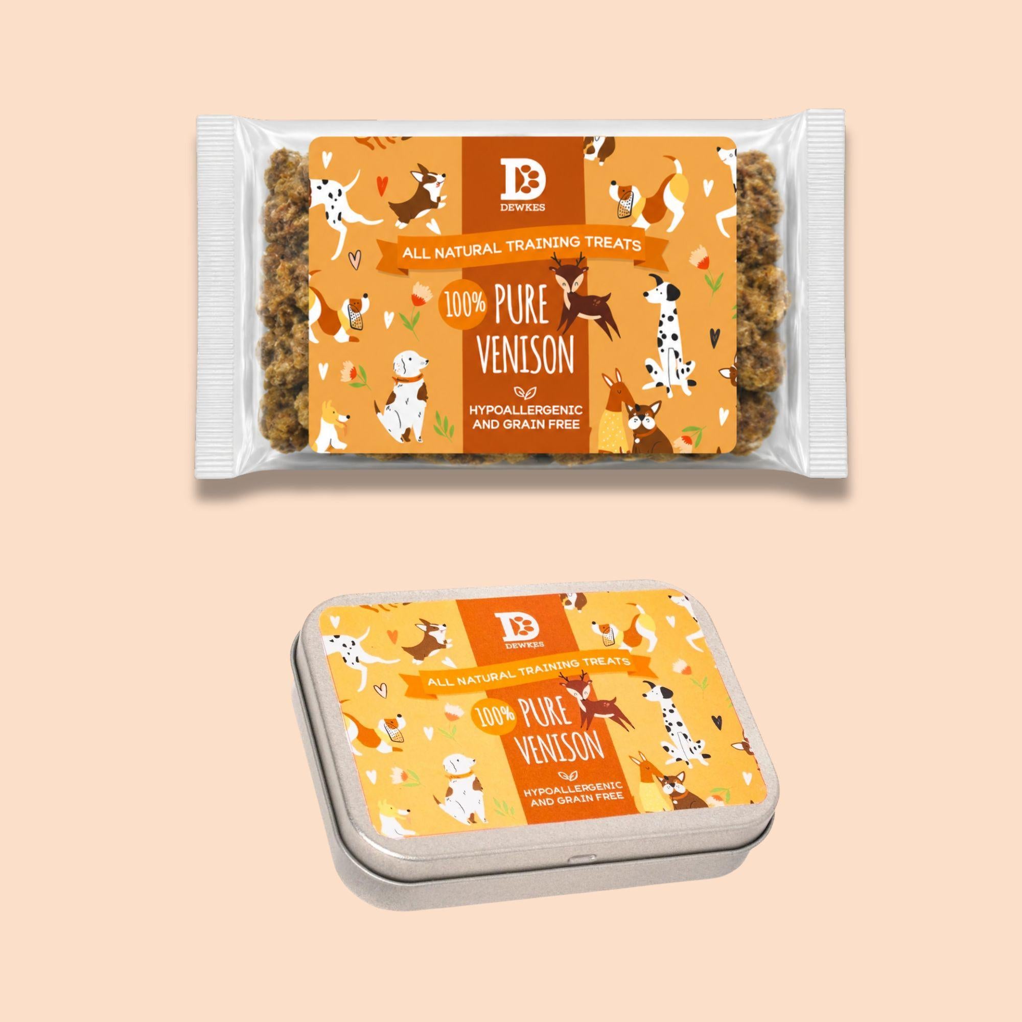 Venison Pure Meat Dog Treats (200g Bag) with Optional Treat Tin