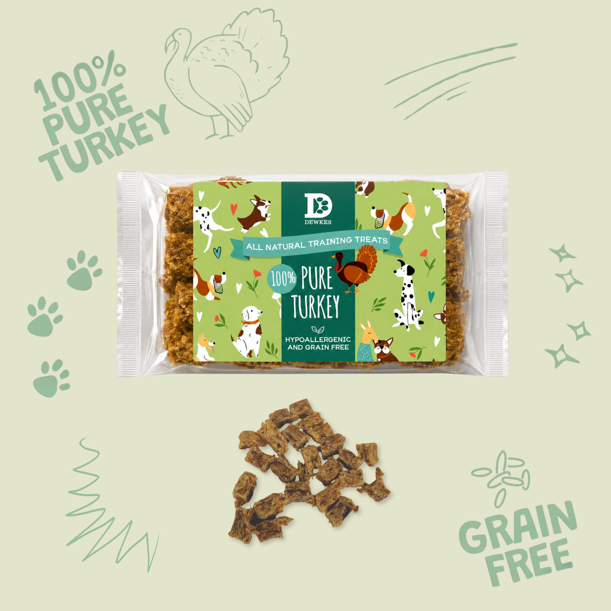 Turkey Pure Meat Dog Treats (200g Bag) with Optional Treat Tin