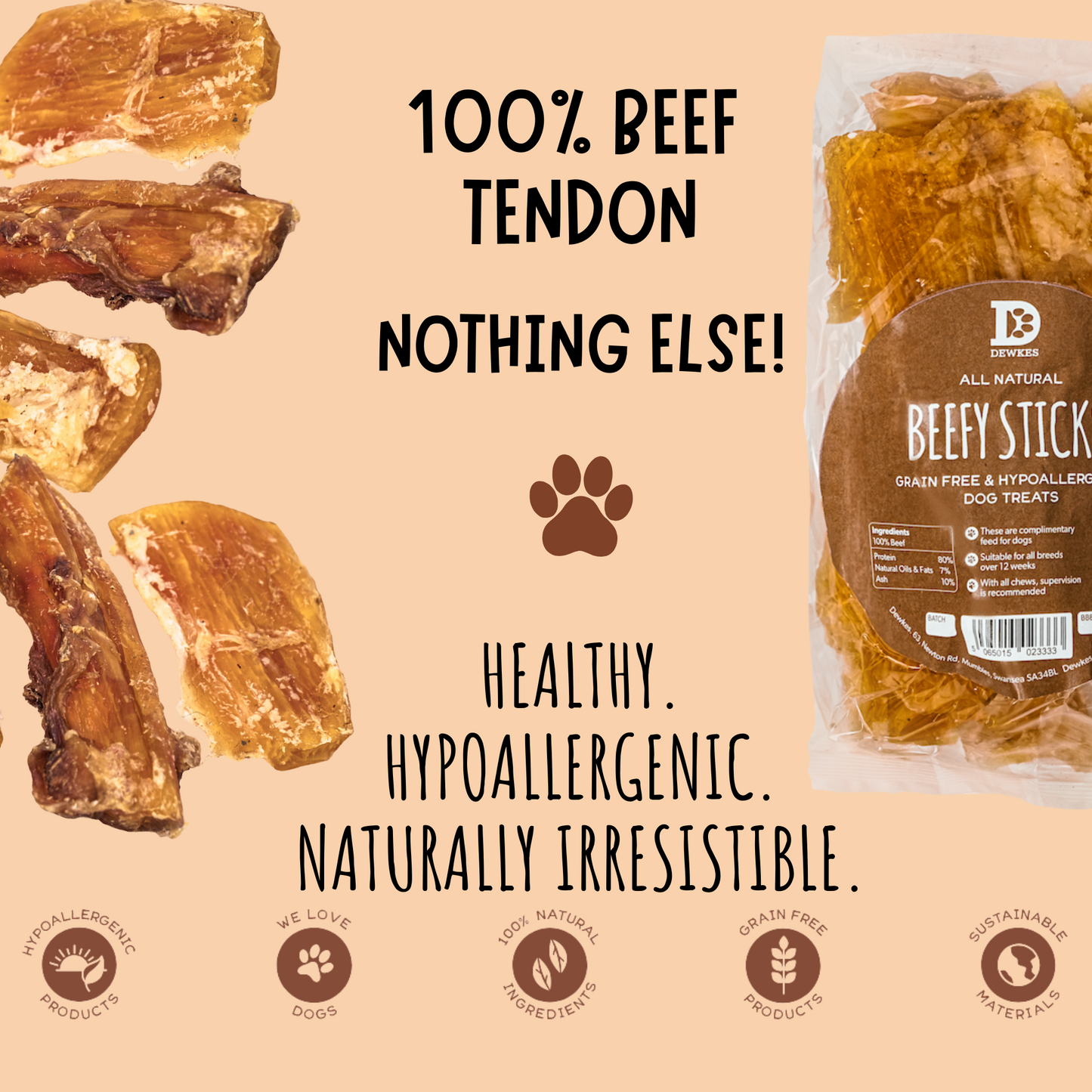 Dewkes Beefy Sticks – Natural Dog Chews for Healthy Teeth and Gums