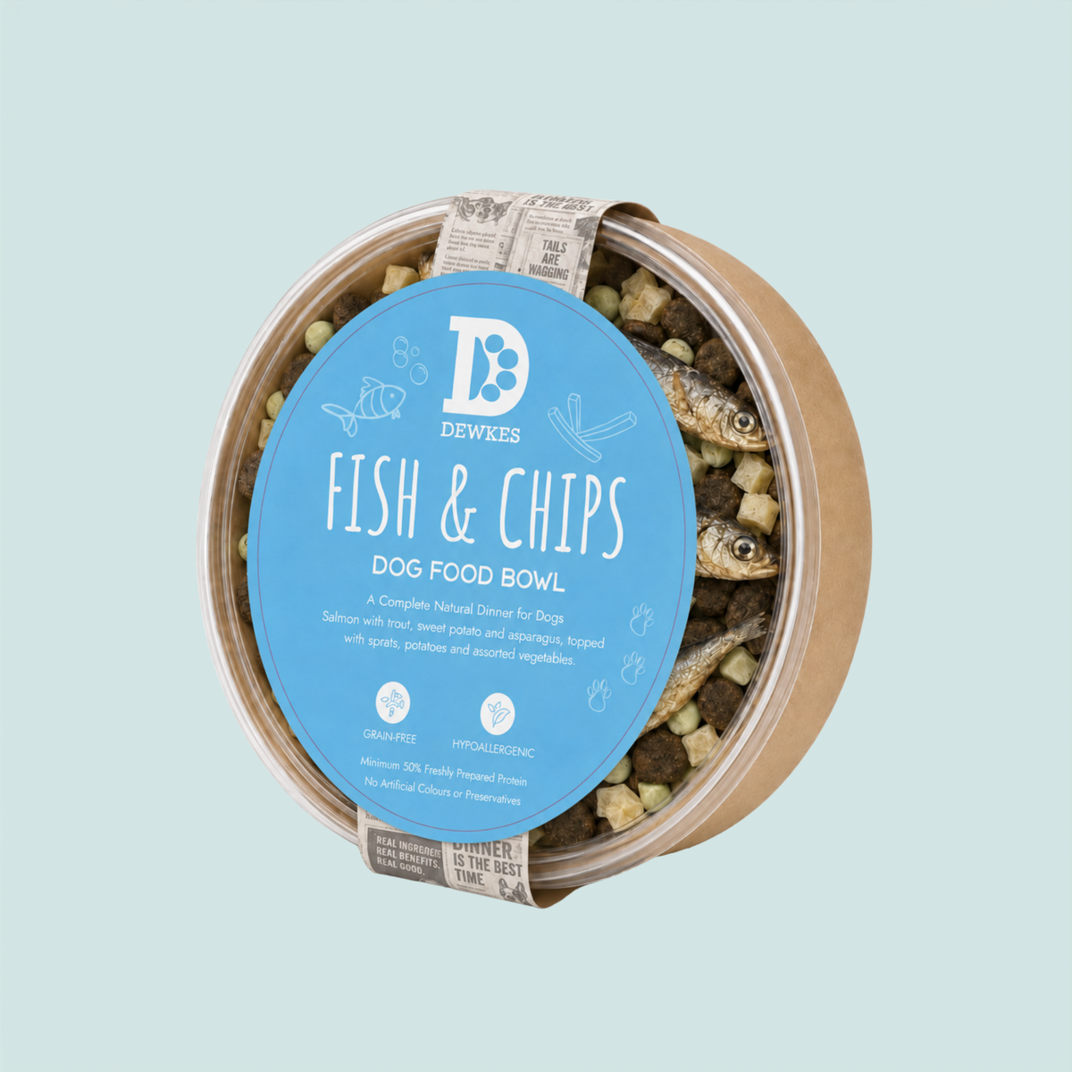 Fish & Chips Dog Food Dinner Bowl