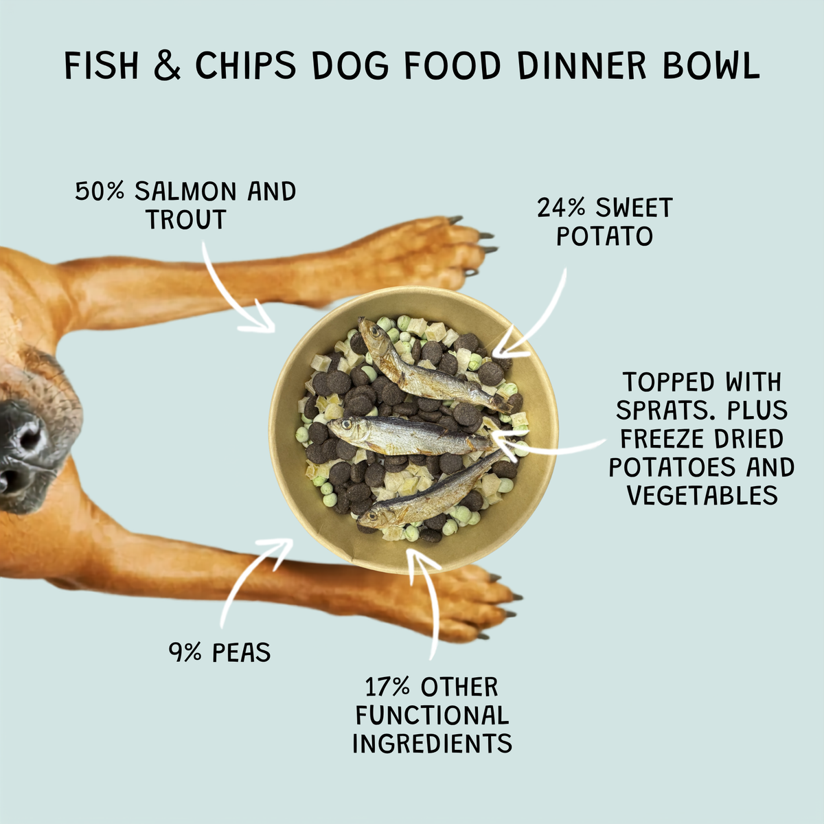 Fish & Chips Dog Food Dinner Bowl