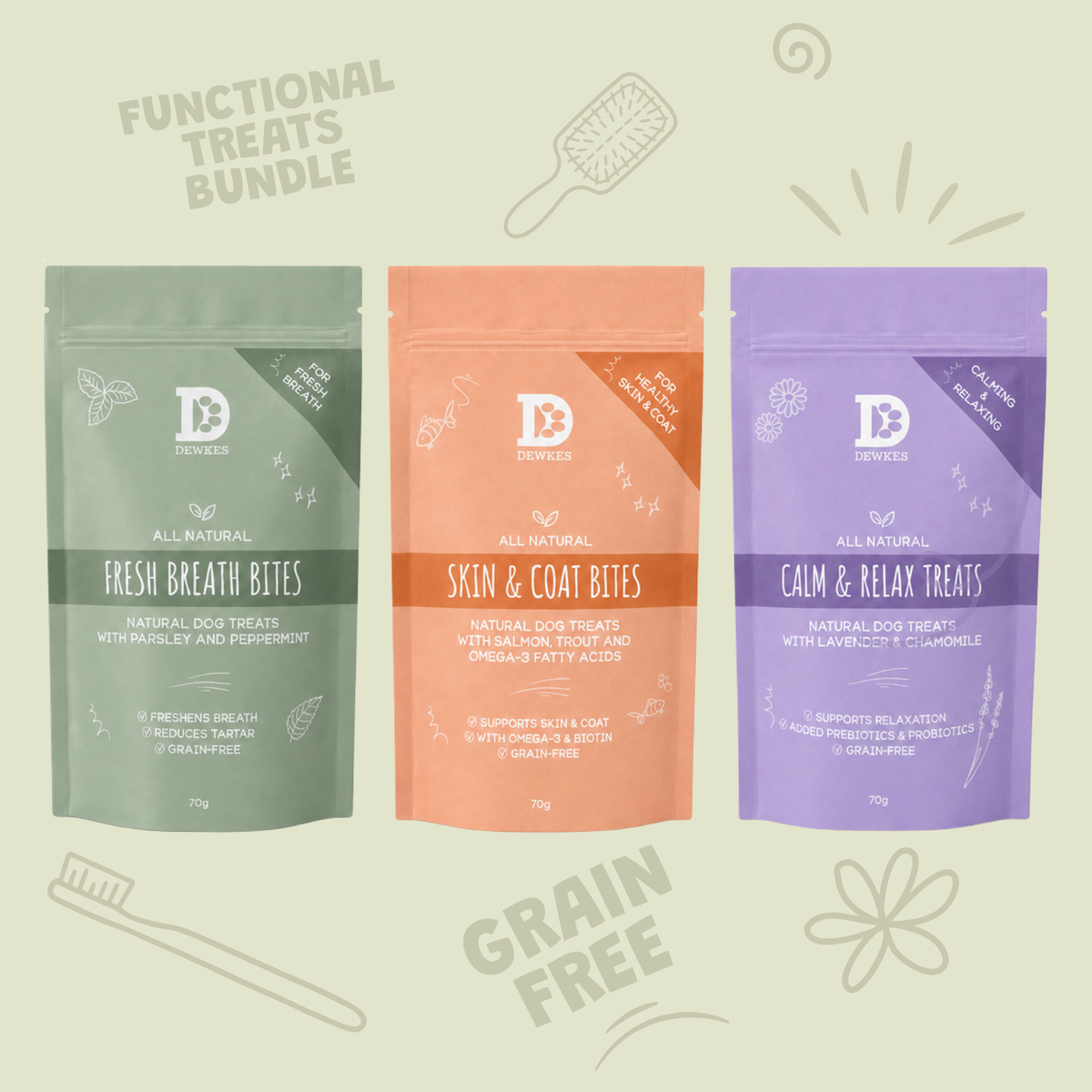 Functional Dog Treat Bundle – Calm, Coat & Fresh Breath