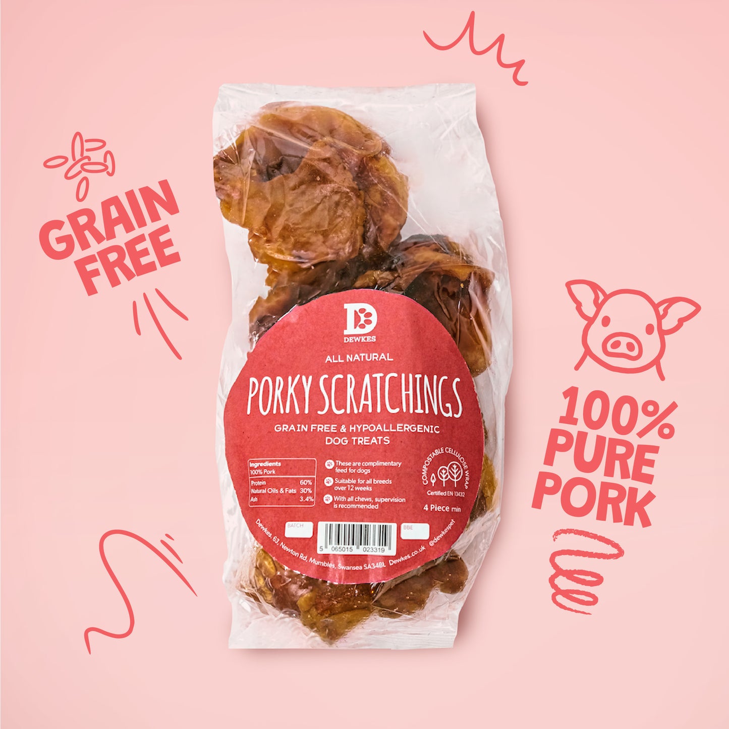 Dewkes Porky Scratchings – 100% Natural Pork Treats for Dogs