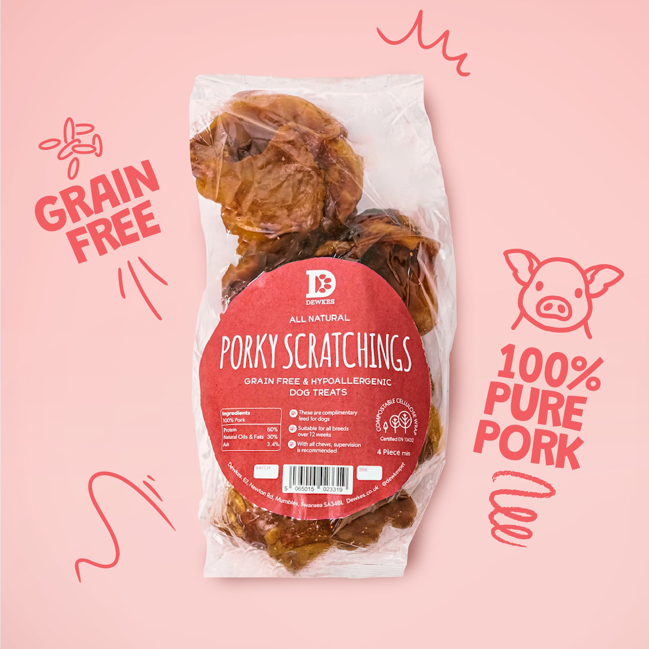 Porky Scratchings Dog Treats (4 Pcs)