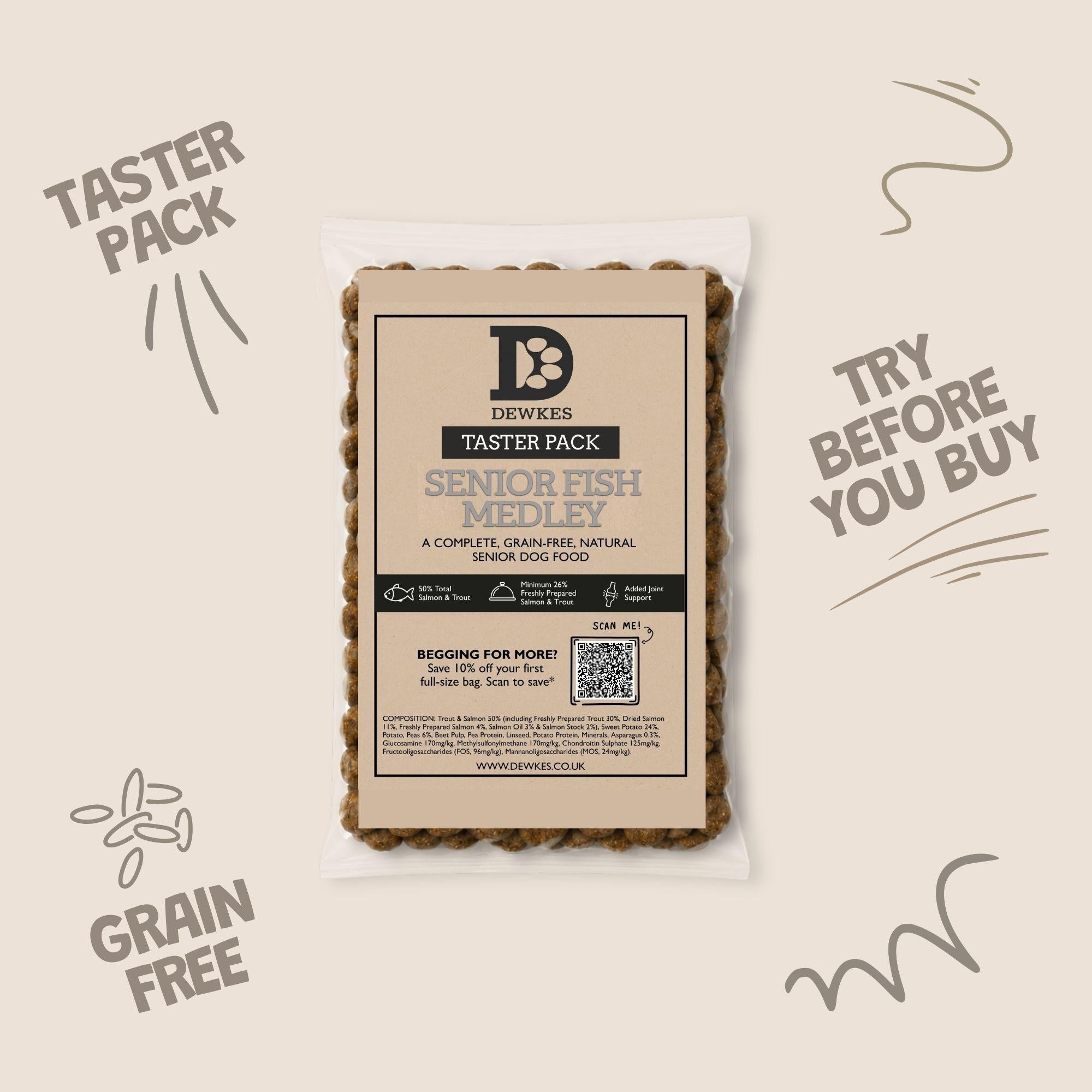 Dewkes Dry Dog Food Taster Pack Sample 100g