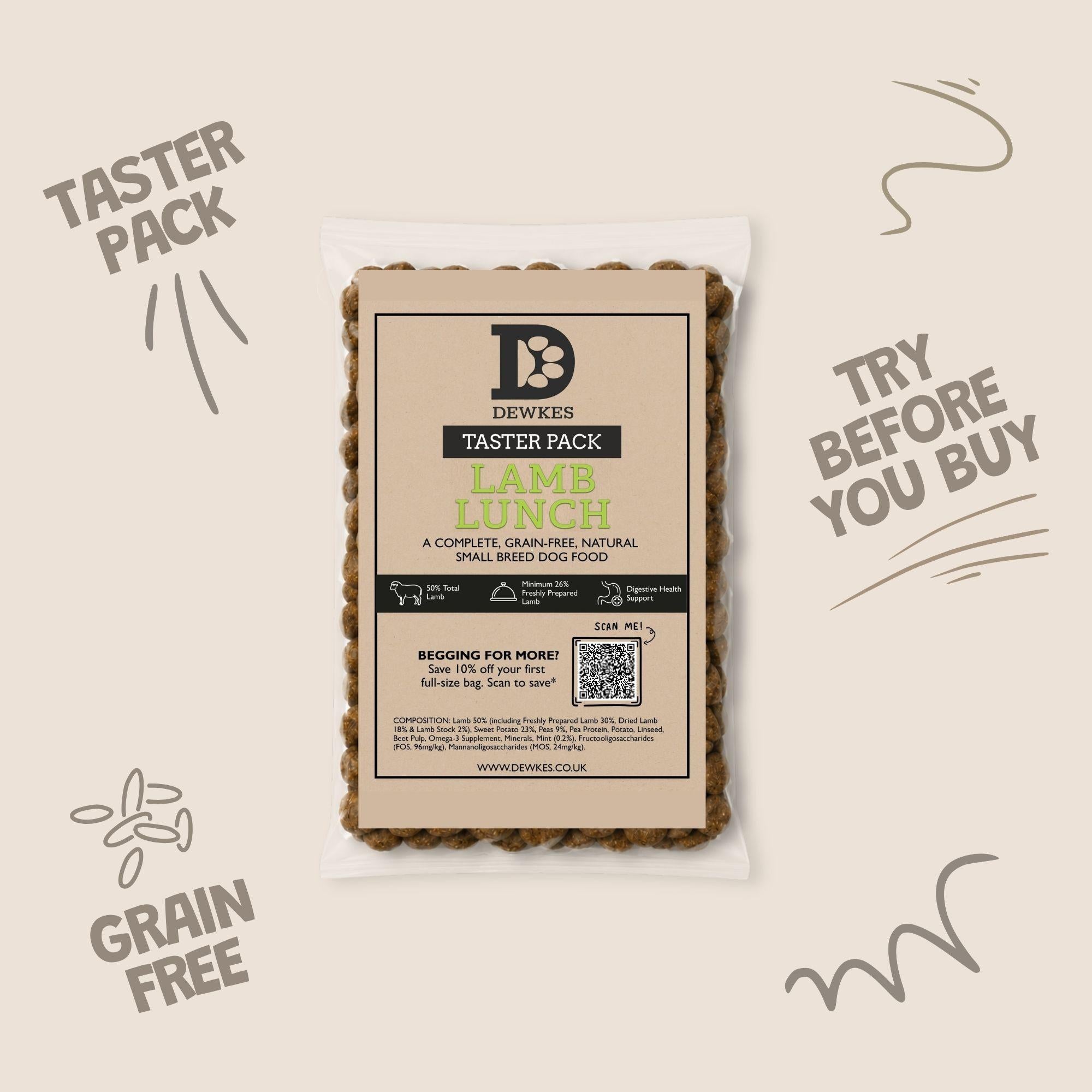Dewkes Dry Dog Food Taster Pack Sample 100g