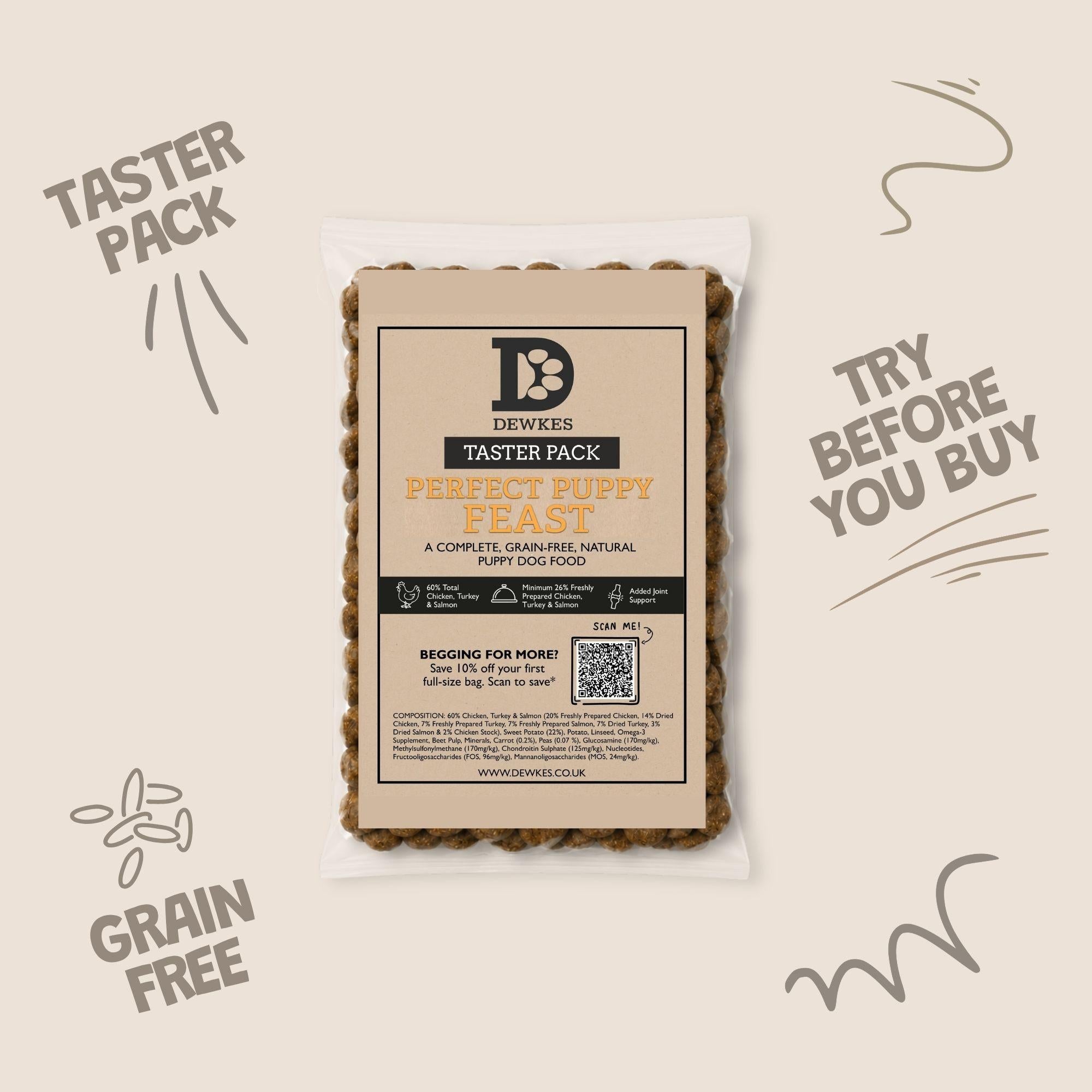 Dewkes Dry Dog Food Taster Pack Sample 100g