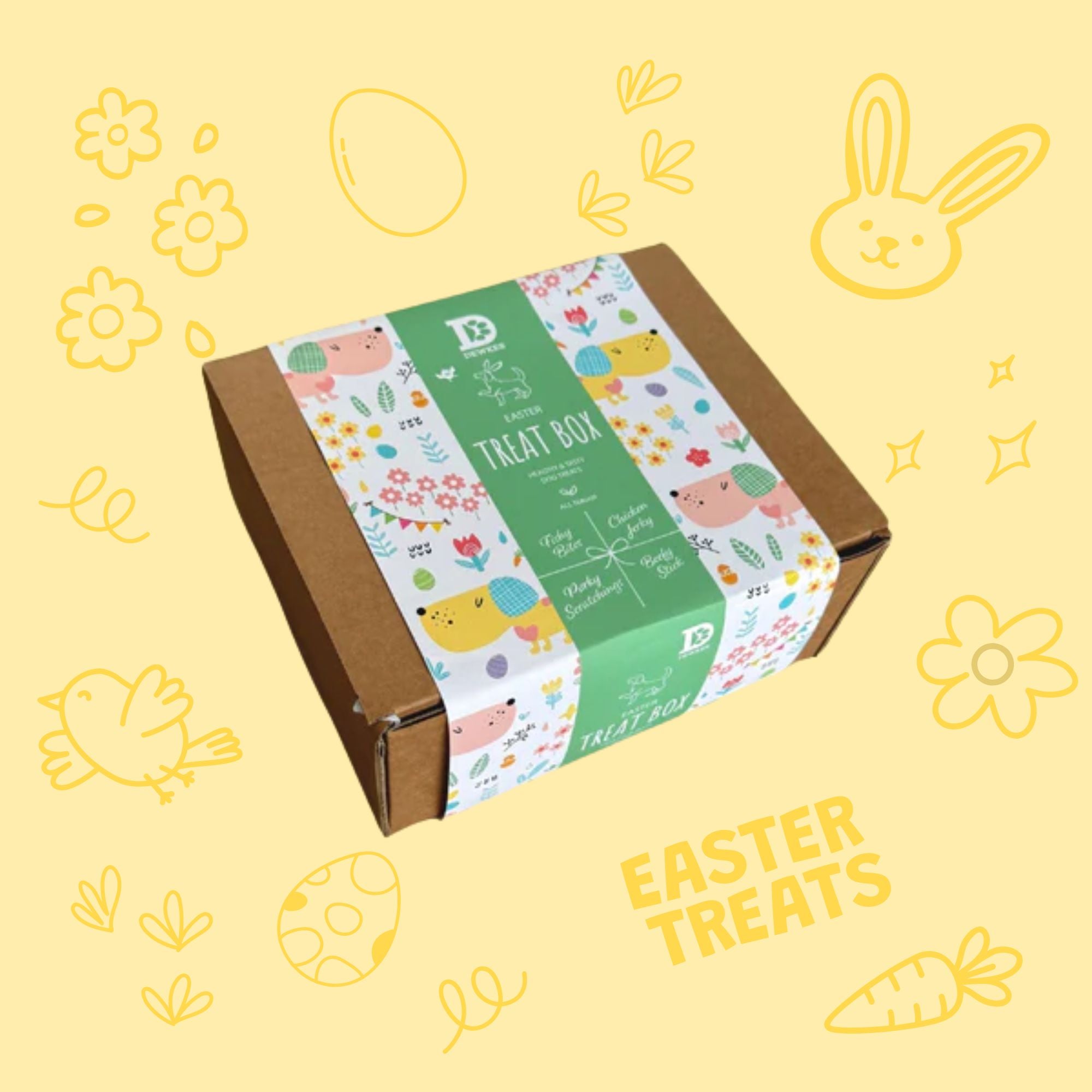 Easter Dog Treat Gift Box with Chick Rope Toy