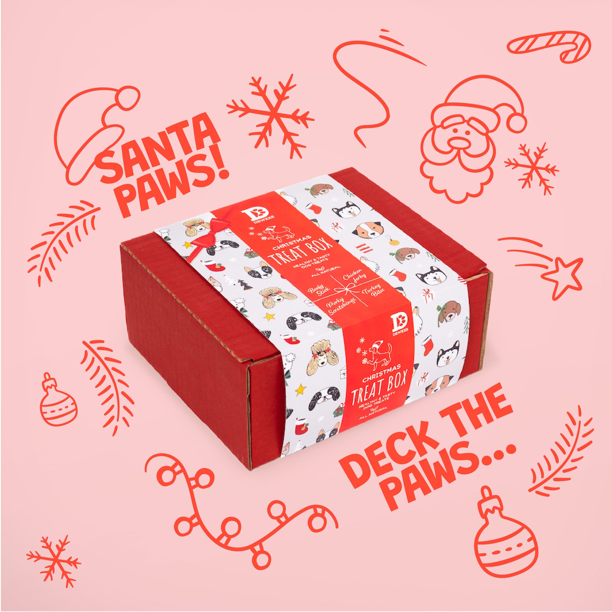 Dewkes Christmas Dog Treat Gift Box Natural Dog Treats Gifts
