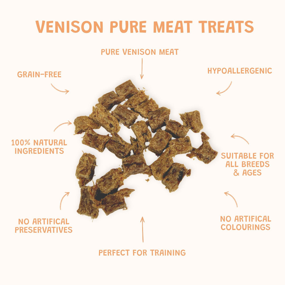 Venison Pure Meat Dog Treats (200g Bag) with Optional Treat Tin