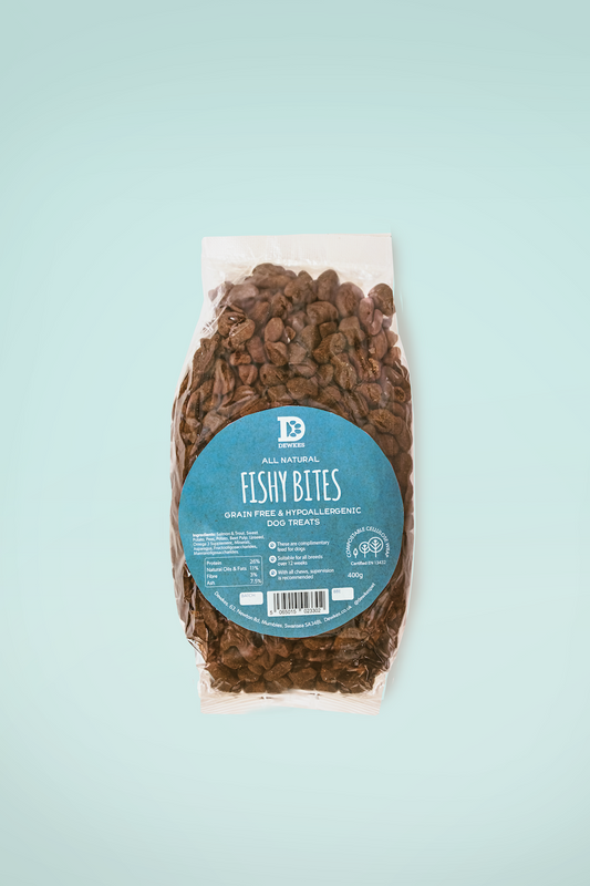 Natural Fishy Dog Treats – Dewkes Fishy Bites 400g | Dog Fishy Snacks