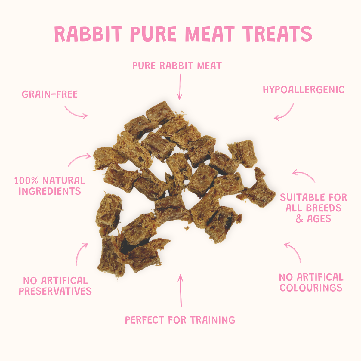 Rabbit Pure Meat Dog Treats (200g Bag) with Optional Treat Tin