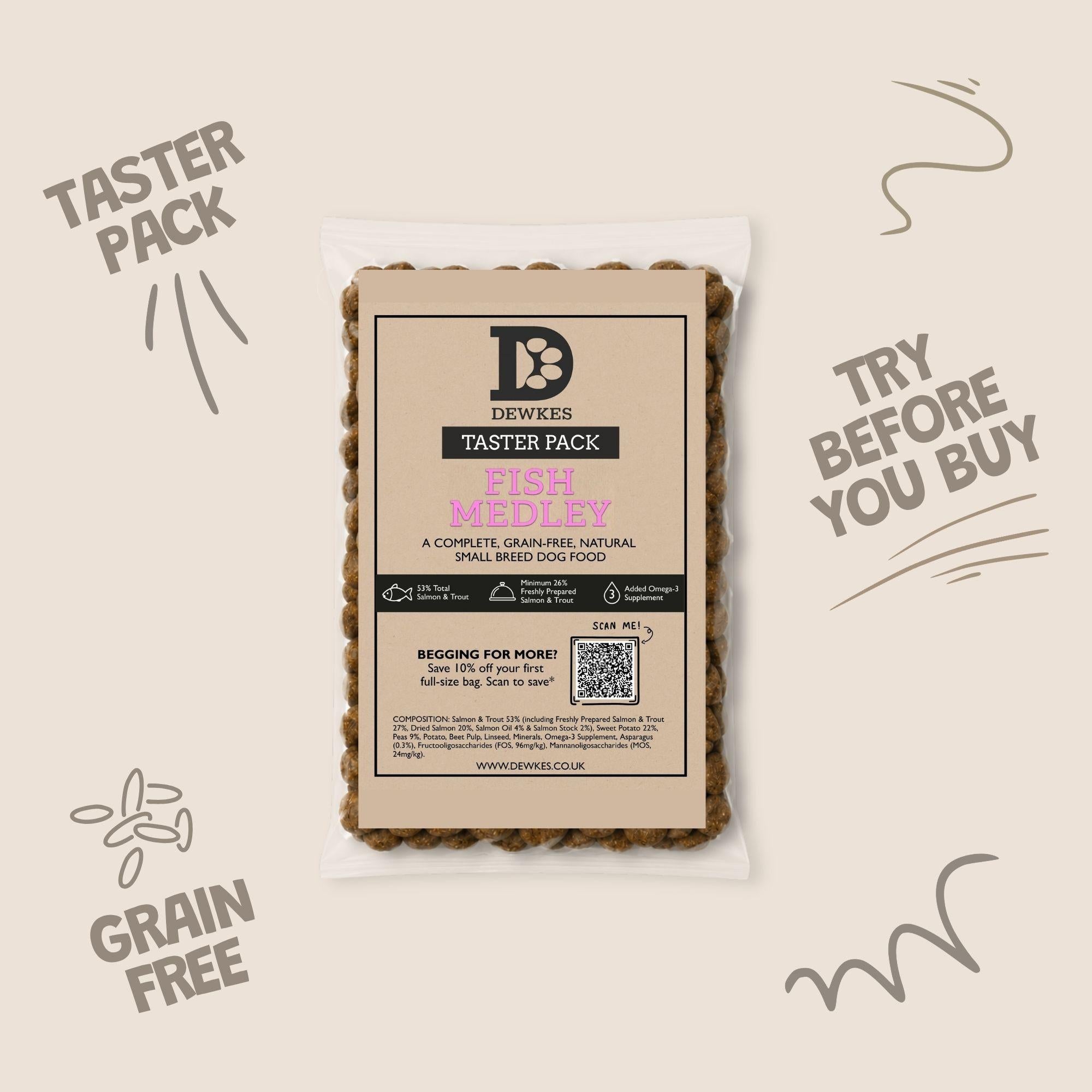 Dewkes Dry Dog Food Taster Pack Sample 100g