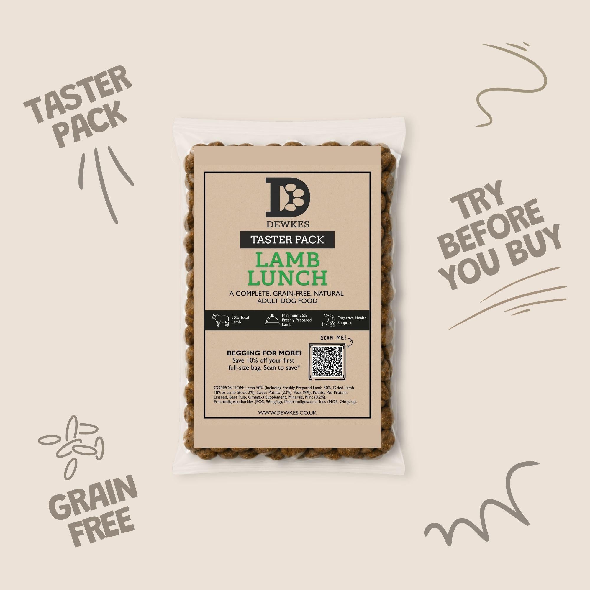 Dewkes Dry Dog Food Taster Pack Sample 100g
