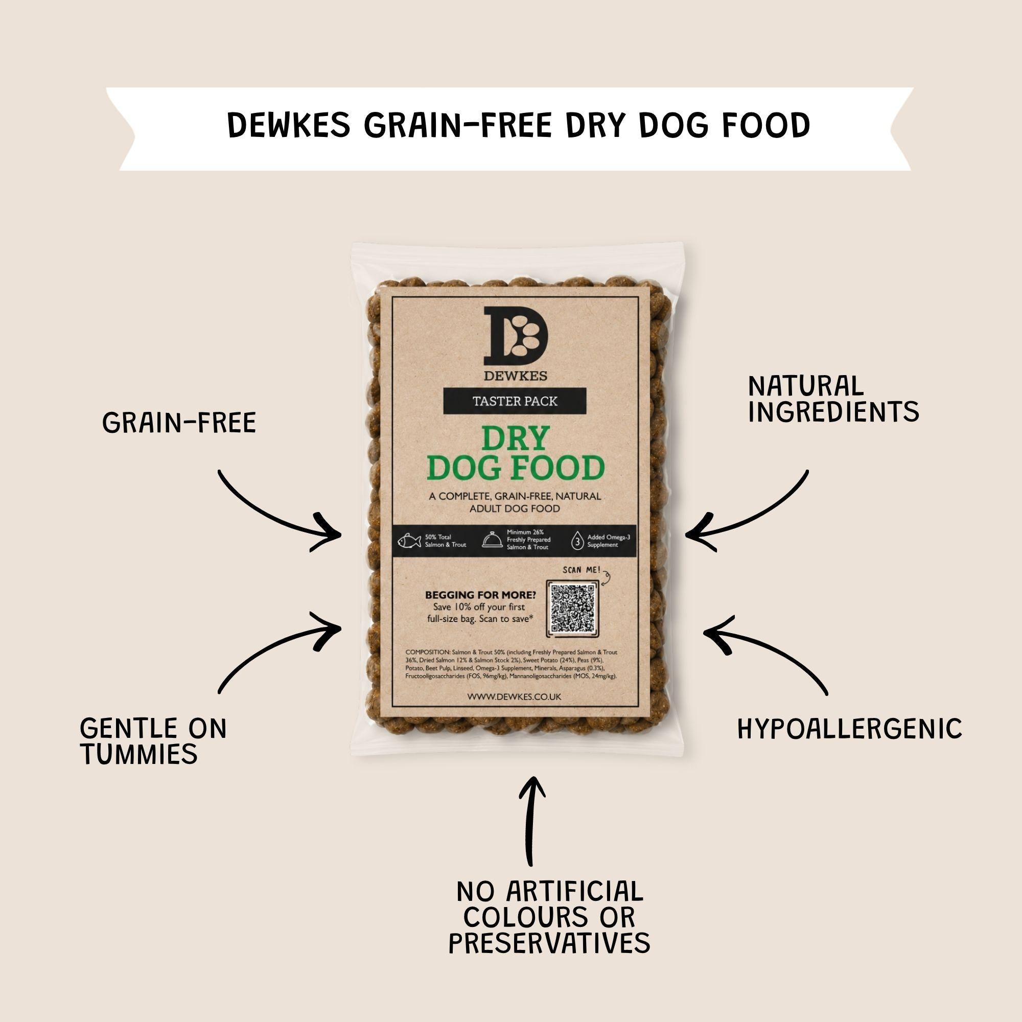 Dewkes Dry Dog Food Taster Pack Sample 100g
