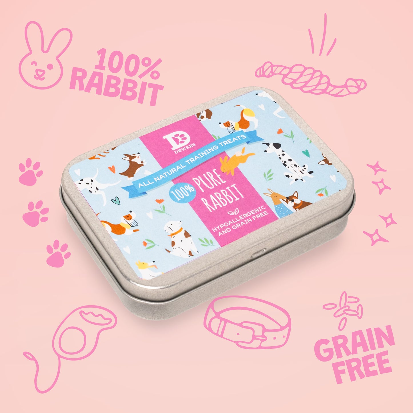Dewkes Pure Rabbit Refill Bag – 200g Natural, Grain-Free Dog Treats