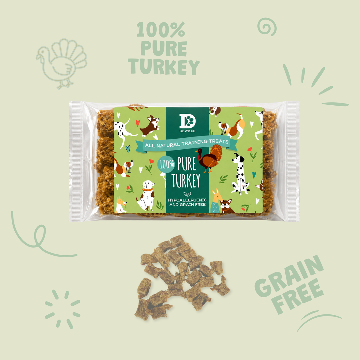 Turkey Pure Meat Dog Treats (200g Bag) with Optional Treat Tin