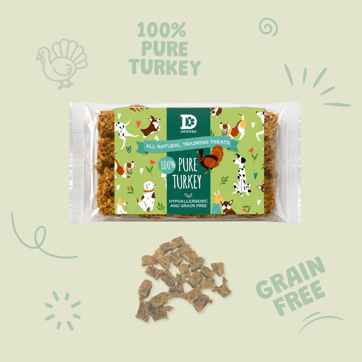 Turkey Pure Meat Dog Treats (200g Bag) with Optional Treat Tin