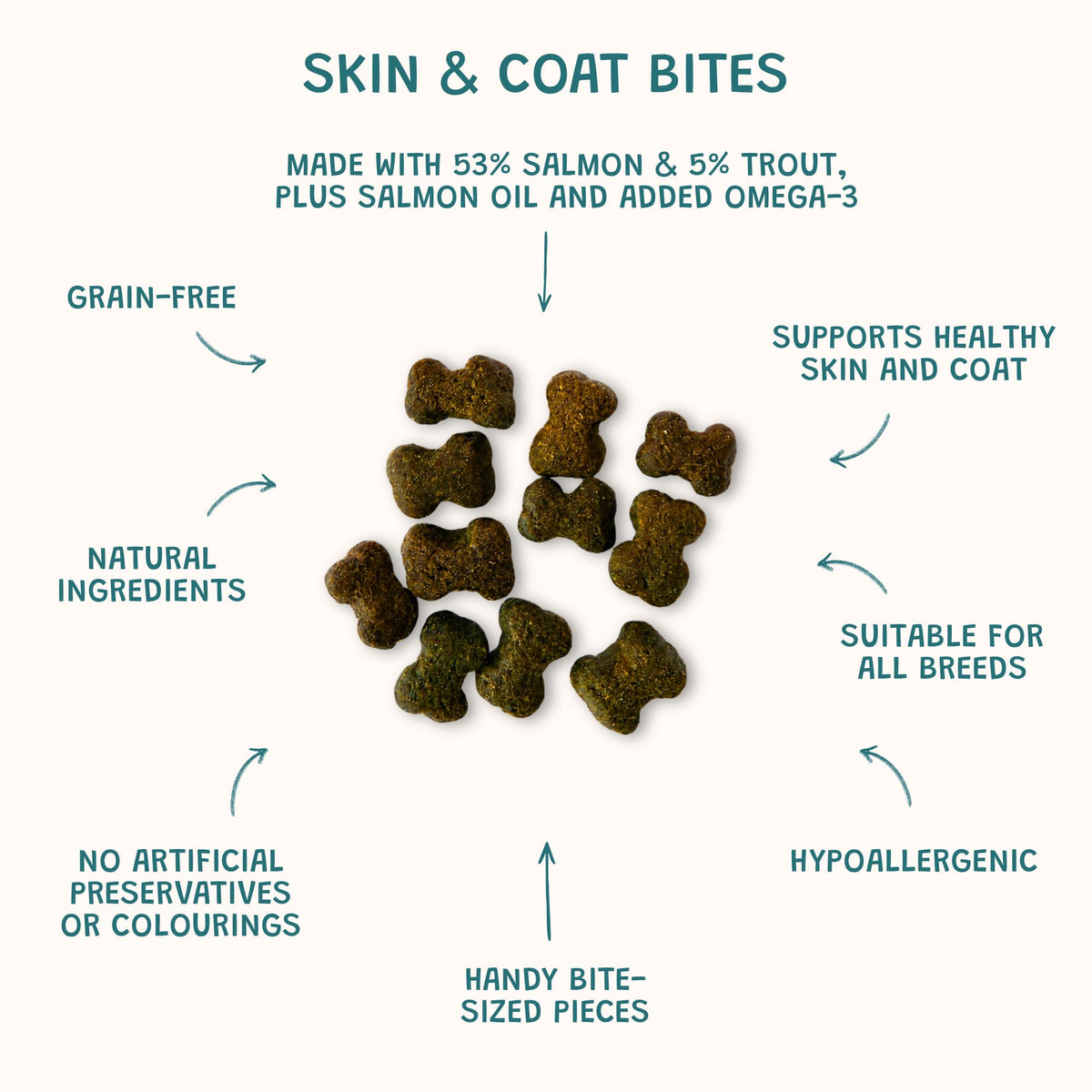 Skin & Coat Bites – Salmon Dog Treats with Omega-3